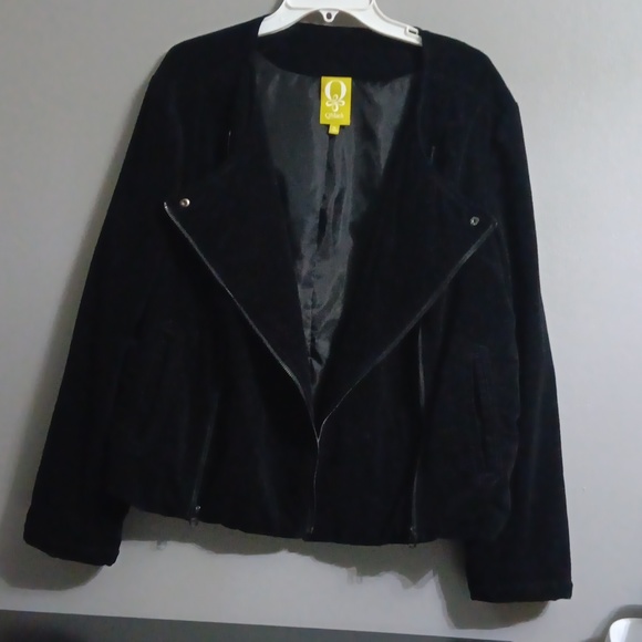 QMack Womens Moto style Velour Jacket - Picture 2 of 11